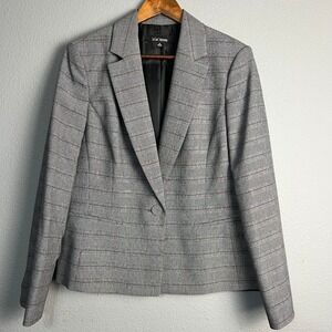 Le Suit Separates Plaid One Button‎ Blazer Career Office Business Casual Gray 14
